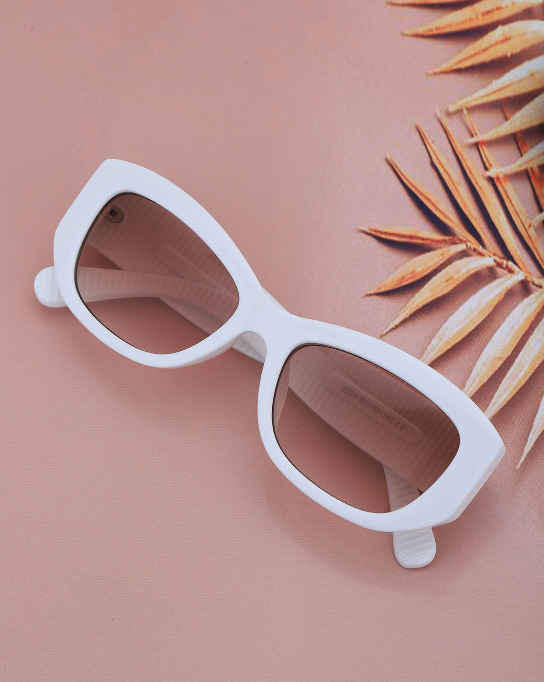 White Toned with Polycarbonate UV Protected Lens Rectangle Sunglass for women