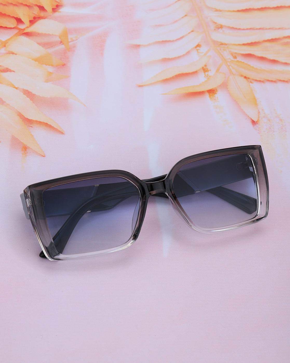 Grey & Black Toned with UV Protected Lens Rectangle Sunglass for women