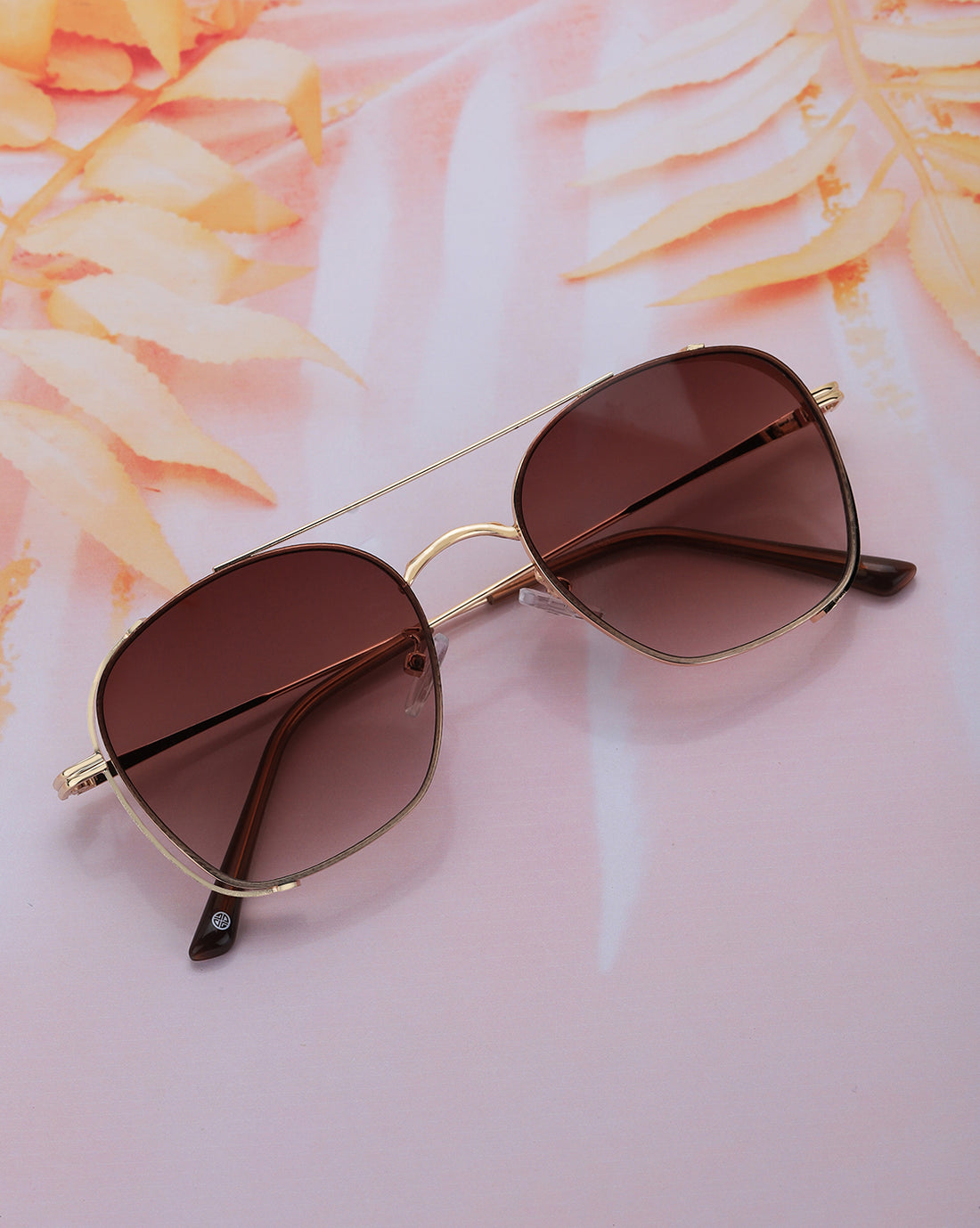Gold Toned with UV Protected Lens Rectangle Sunglass for women