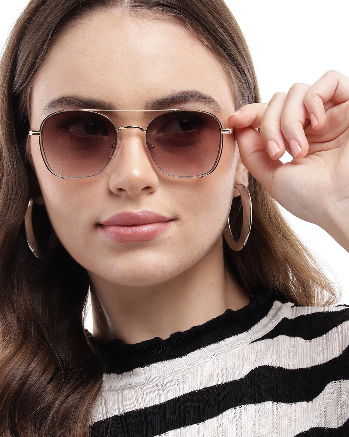 Gold Toned with UV Protected Lens Rectangle Sunglass for women