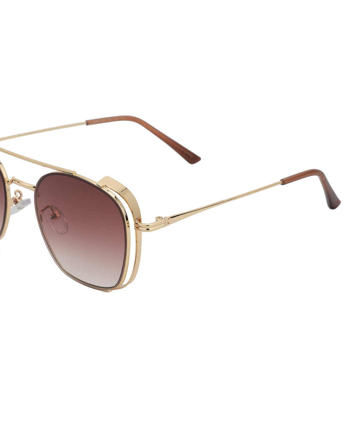 Gold Toned with UV Protected Lens Rectangle Sunglass for women