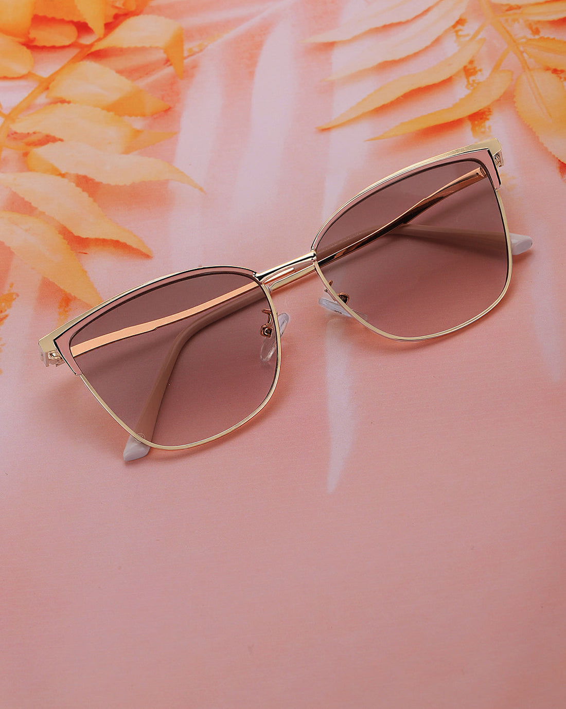Gold & Pink Toned with UV Protected Lens Cateye Sunglass for women