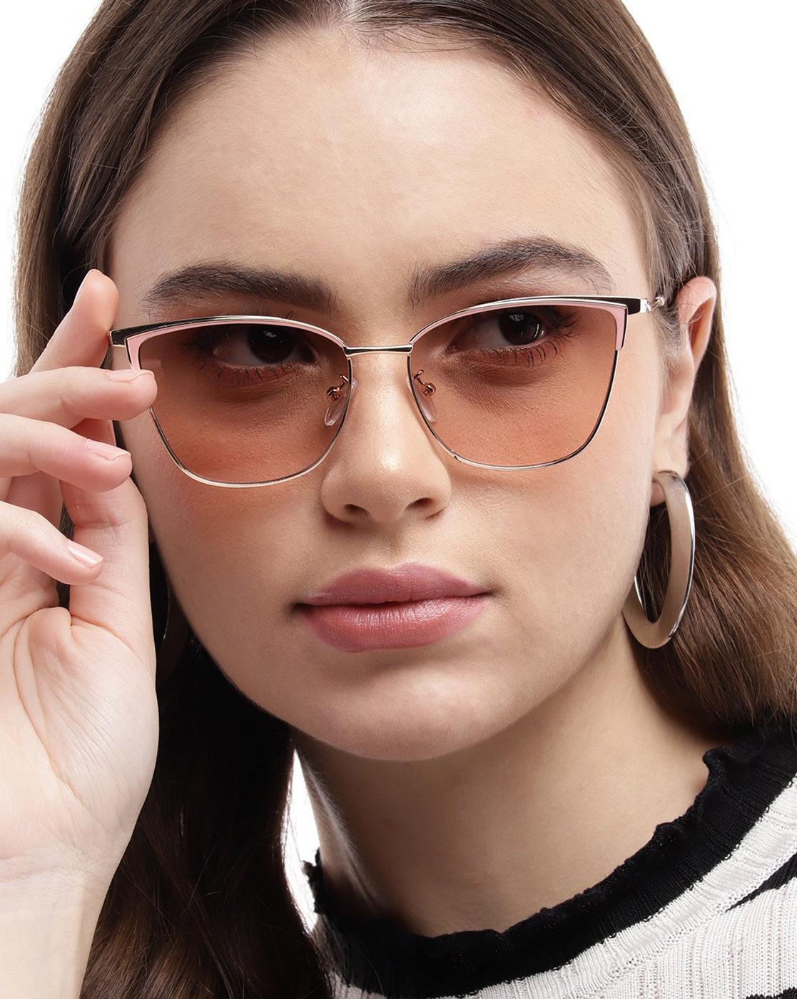 Gold & Pink Toned with UV Protected Lens Cateye Sunglass for women