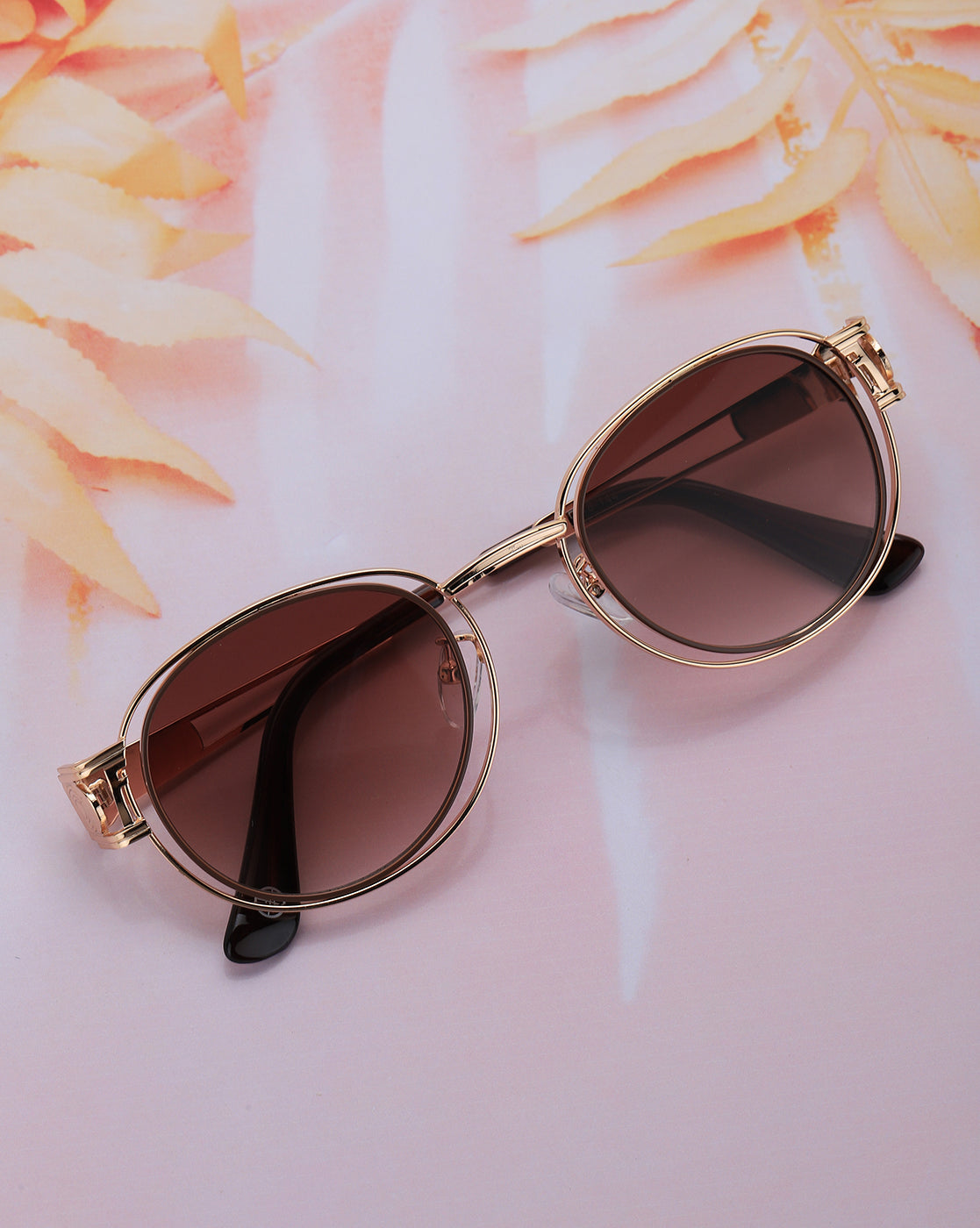 Rose Gold Toned with UV Protected Lens Oval Sunglass for women