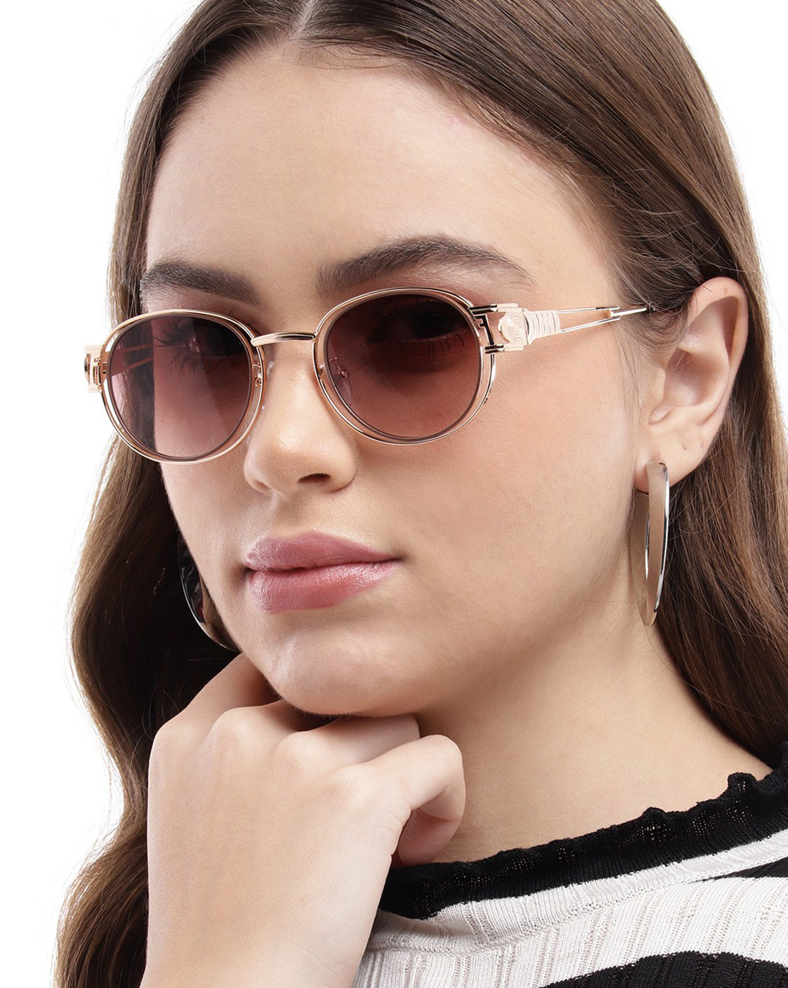 Rose Gold Toned with UV Protected Lens Oval Sunglass for women
