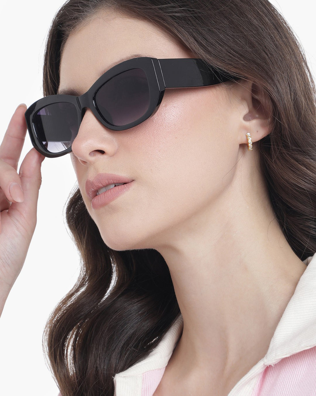 Black Toned with Blue Shade UV Protected Lens Butterfly Sunglass for womens