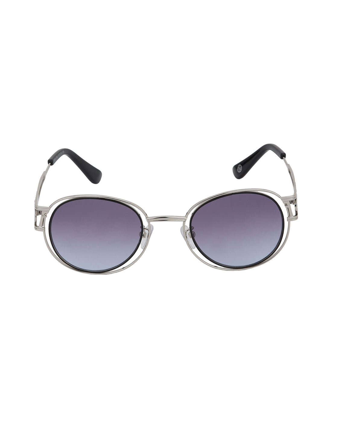 Silver Toned with Blue UV Protected Fancy Rectangle Sunglass for womens