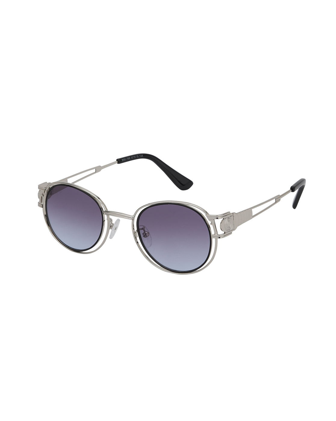 Silver Toned with Blue UV Protected Fancy Rectangle Sunglass for womens