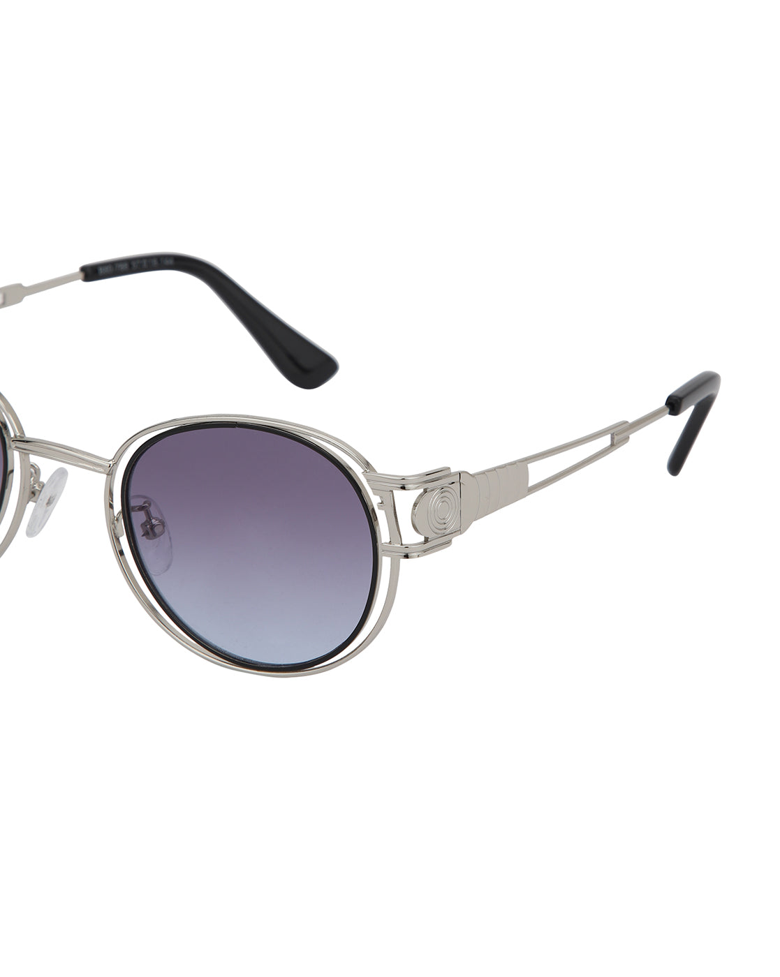 Silver Toned with Blue UV Protected Fancy Rectangle Sunglass for womens