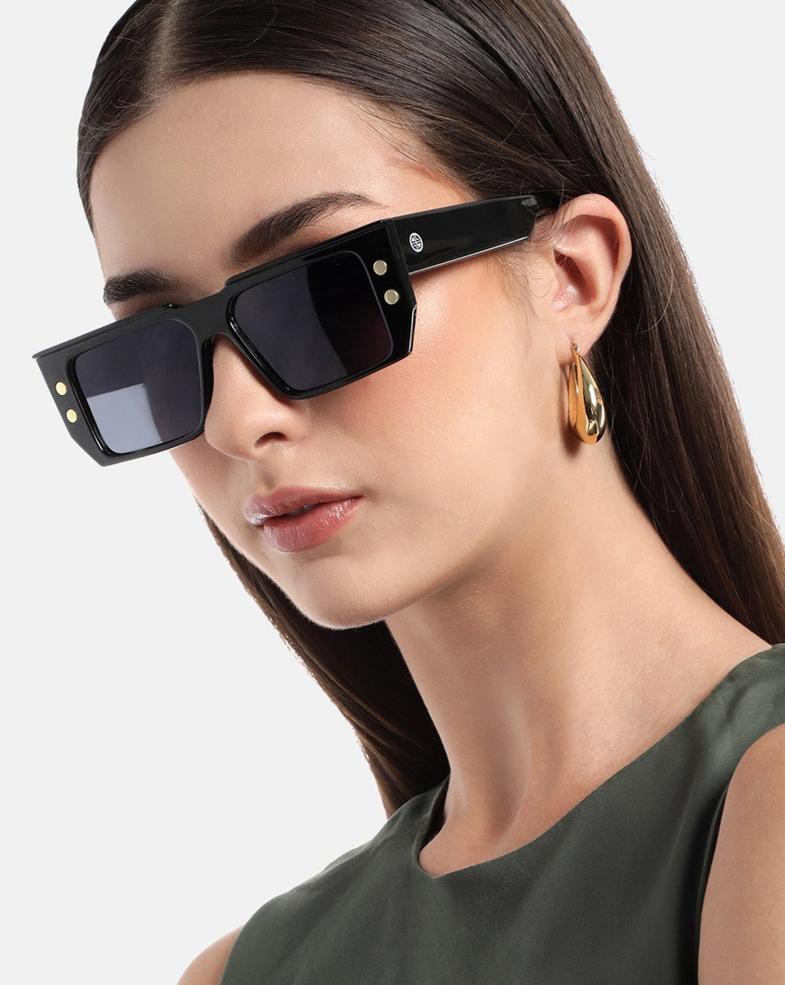 Black Toned with Black Polarized Lens Square Sunglasses