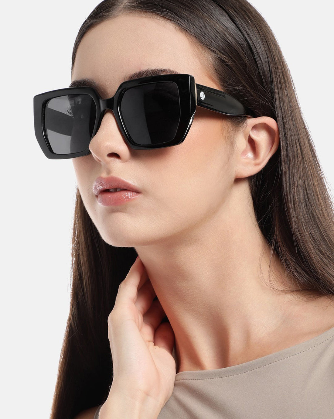 Women Black Toned with Black Polarized Lens Oversized Sunglasses