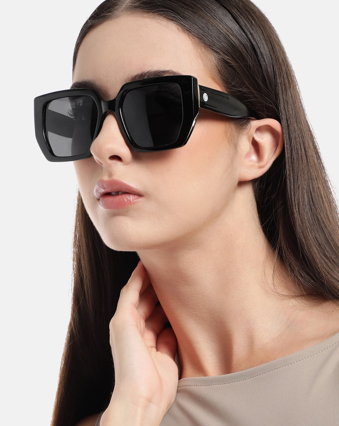 Women Black Toned with Black Polarized Lens Oversized Sunglasses