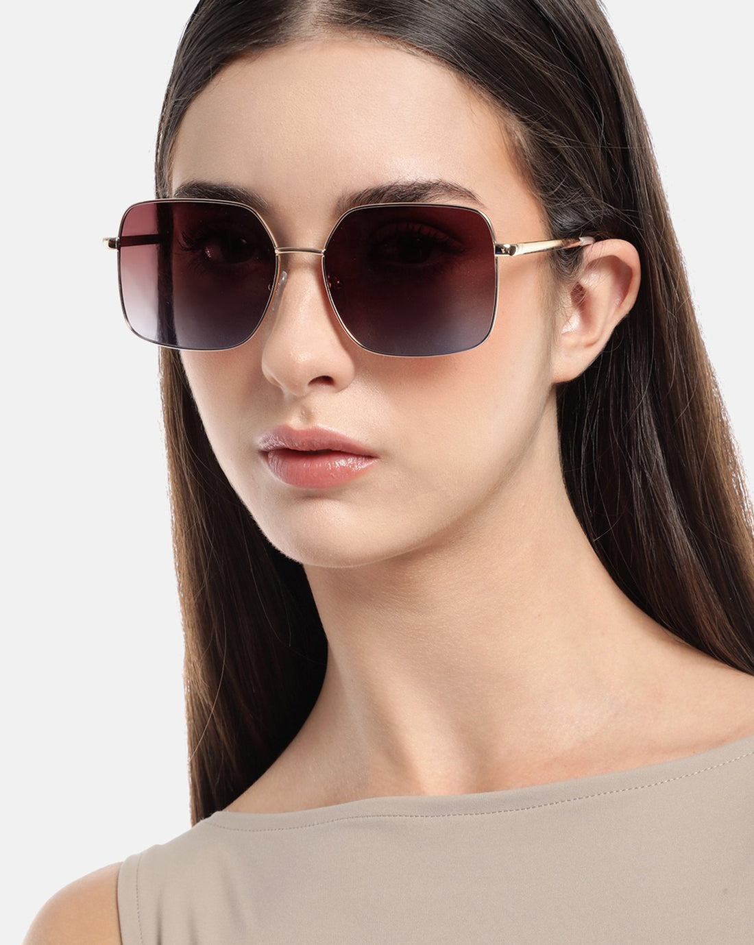 Gold Toned with Brown Polarised Lens Oversized Sunglass