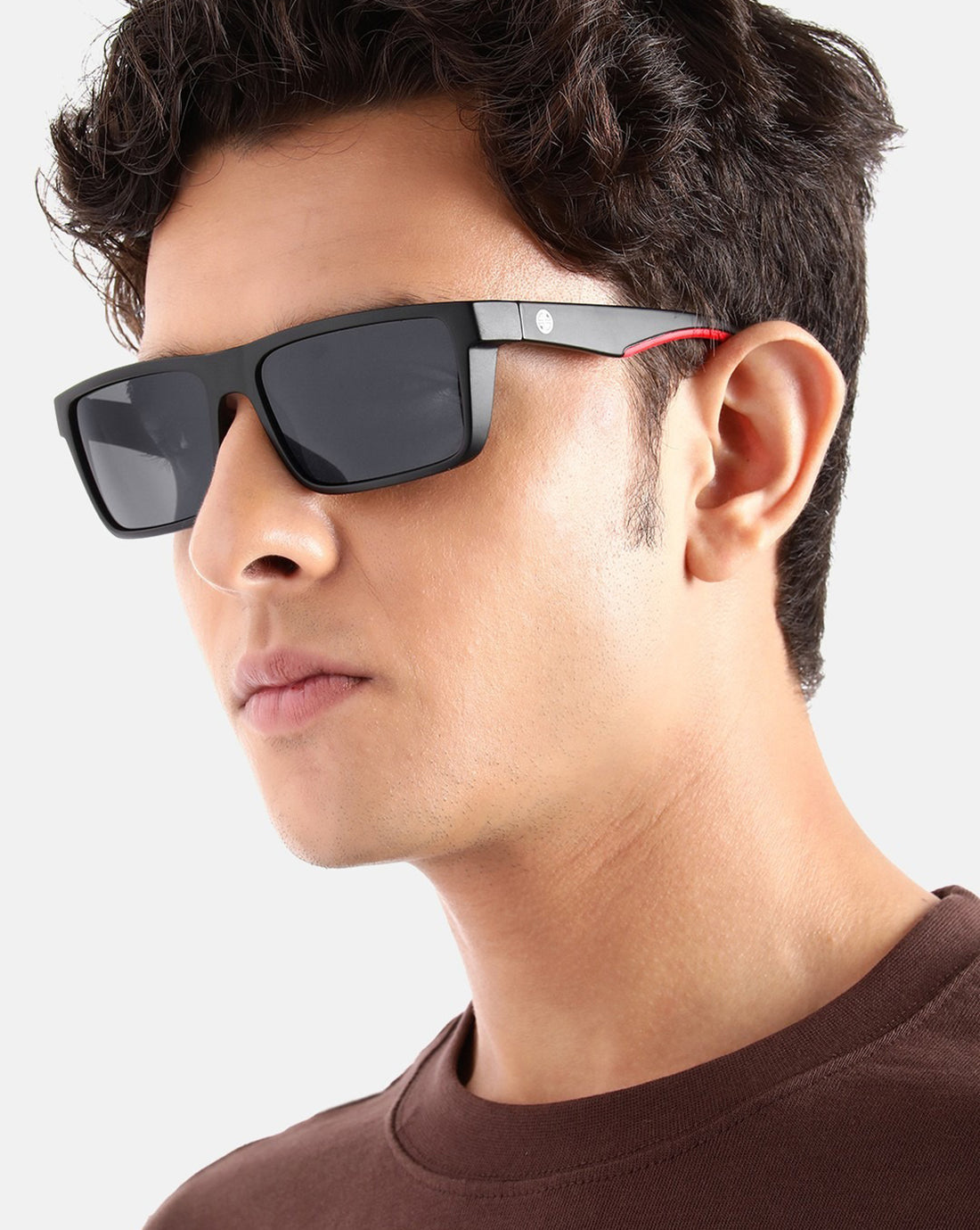 Black and Red Toned with Black Polarised Lens Square Sunglass