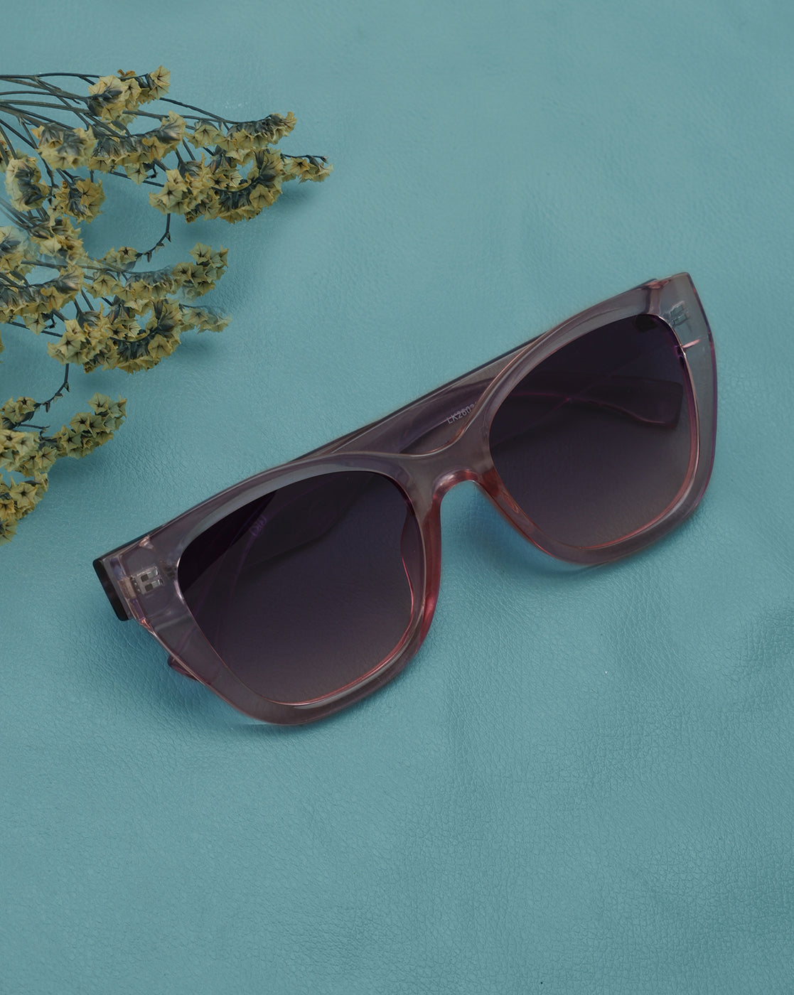 Transparent with Pink Toned with Blue Polarised Lens Oversized Sunglass for women