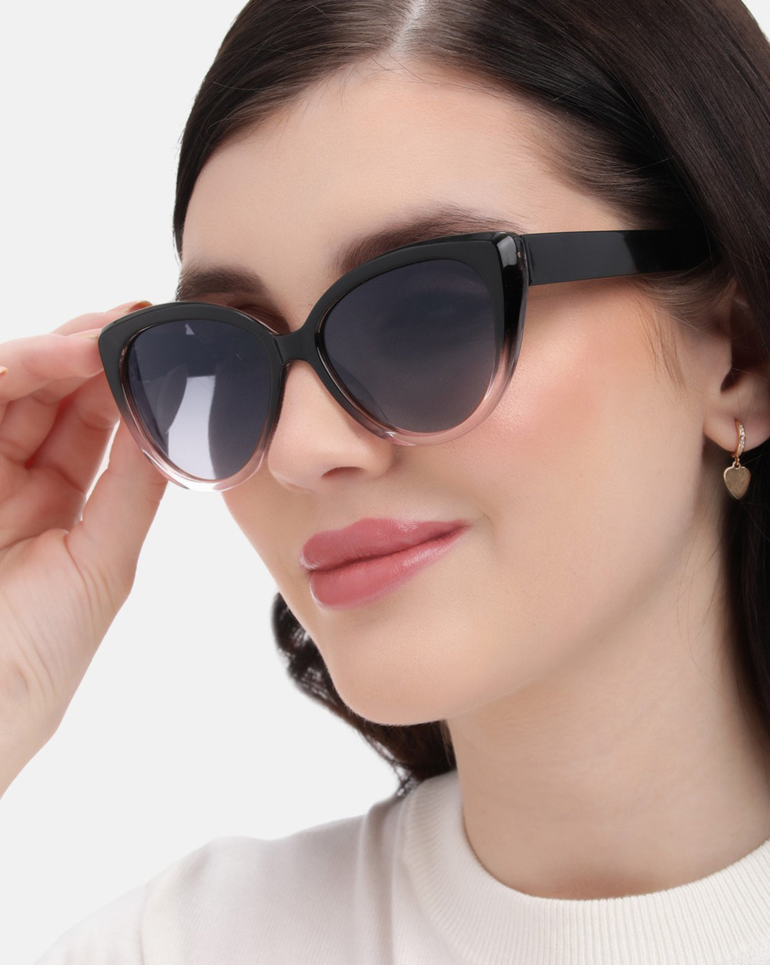 Black and Pink Toned with Polarised Cat Eye Sunglass for women