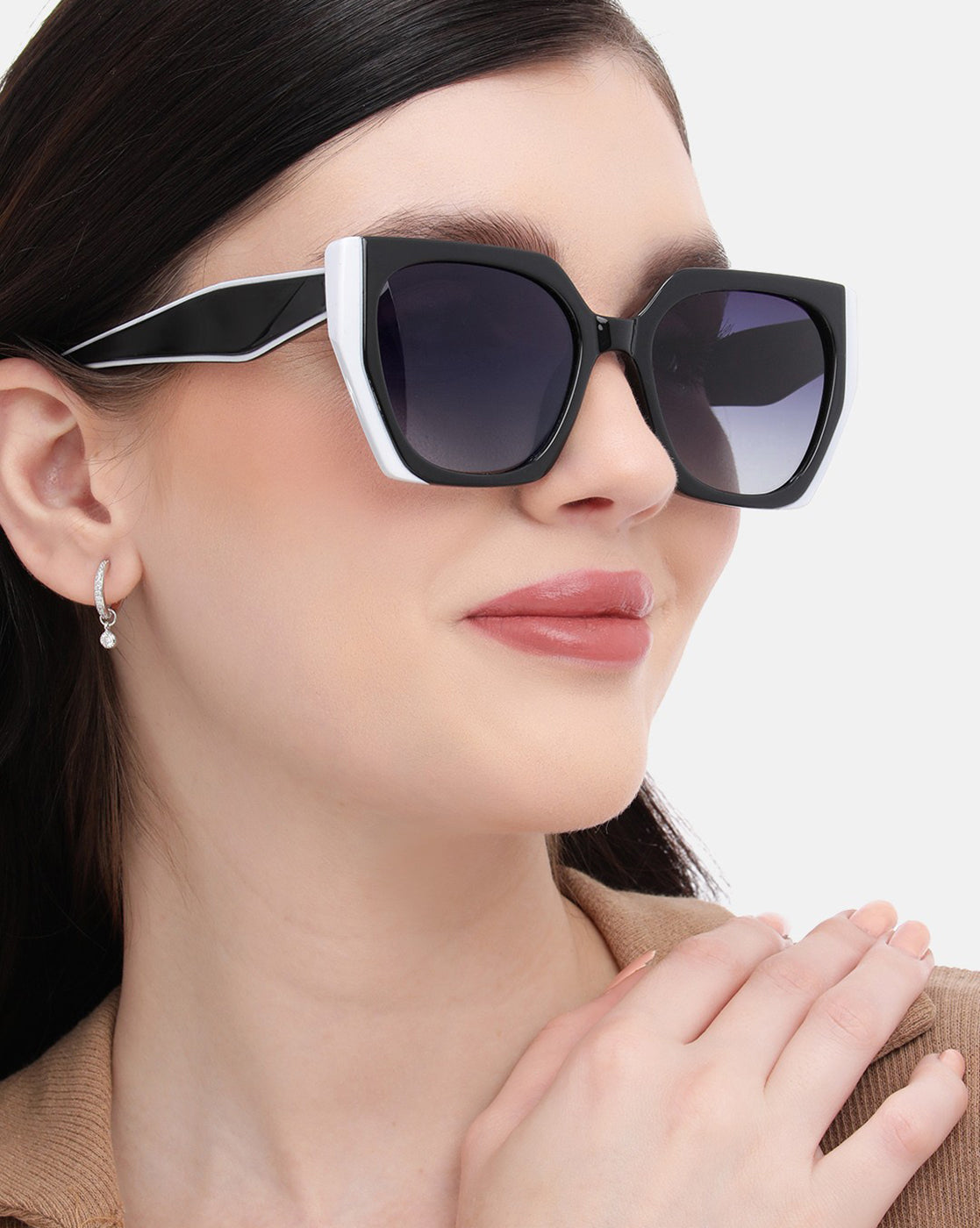 Black and White Toned with Polarised Lens Oversized Sunglass for women