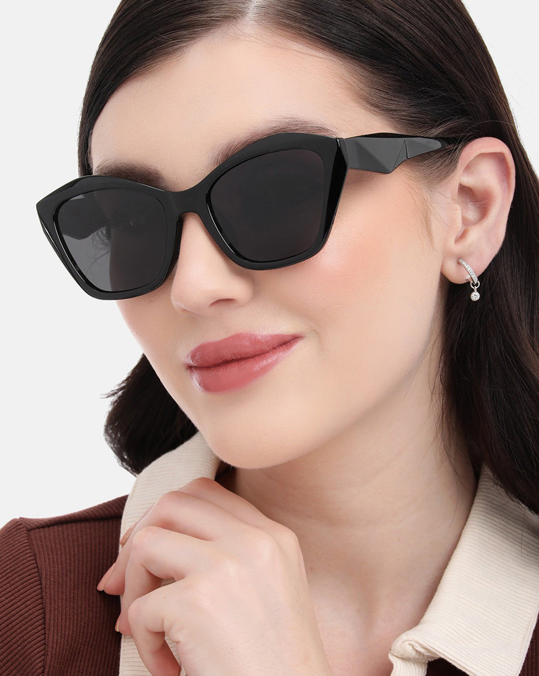 Black Toned with Blue Polarised Lens Butterfly Sunglass for women