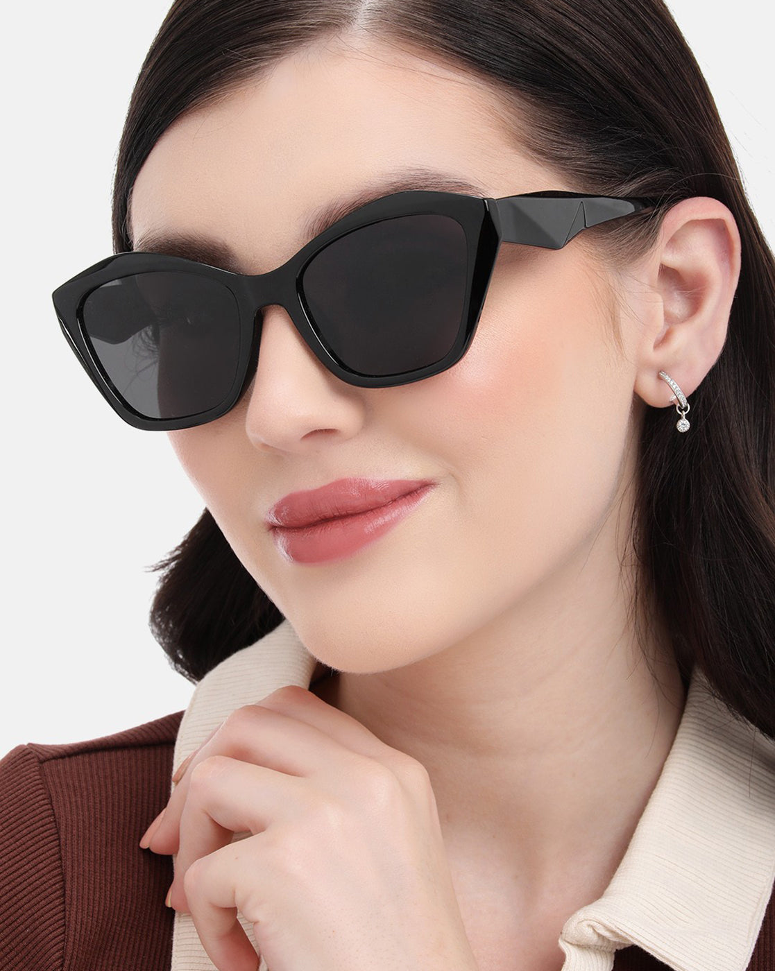 Black Toned with Blue Polarised Lens Butterfly Sunglass for women