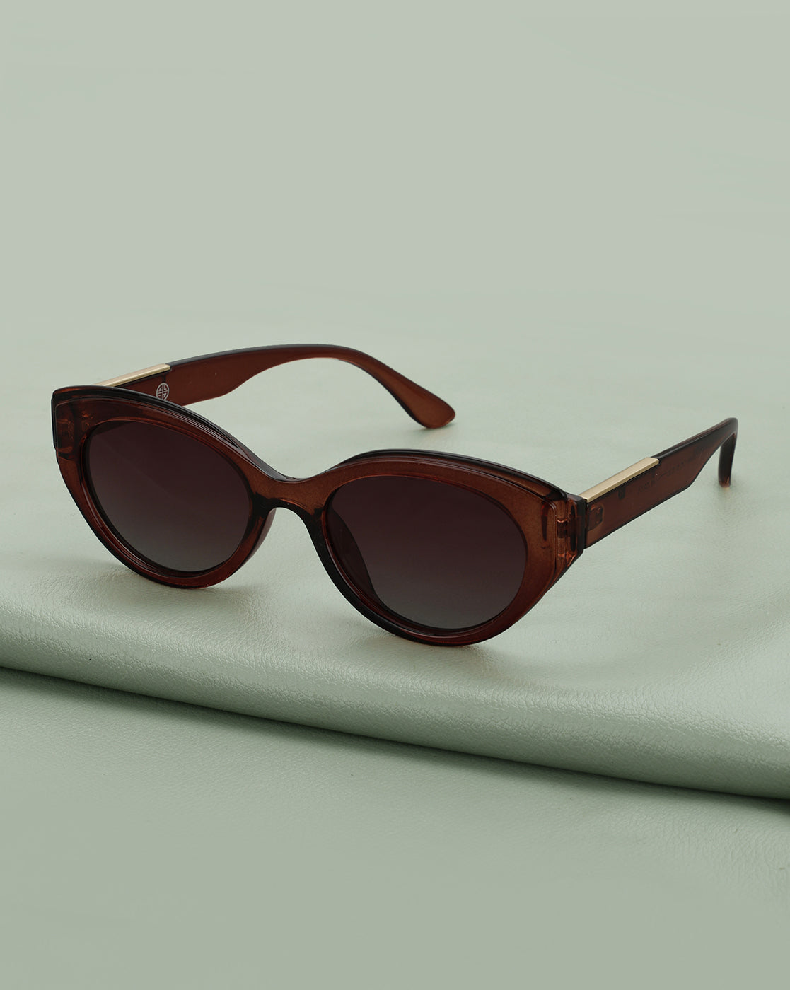 Brown with Gold Toned and Brown Polarised Lens Cat Eye Sunglass for women