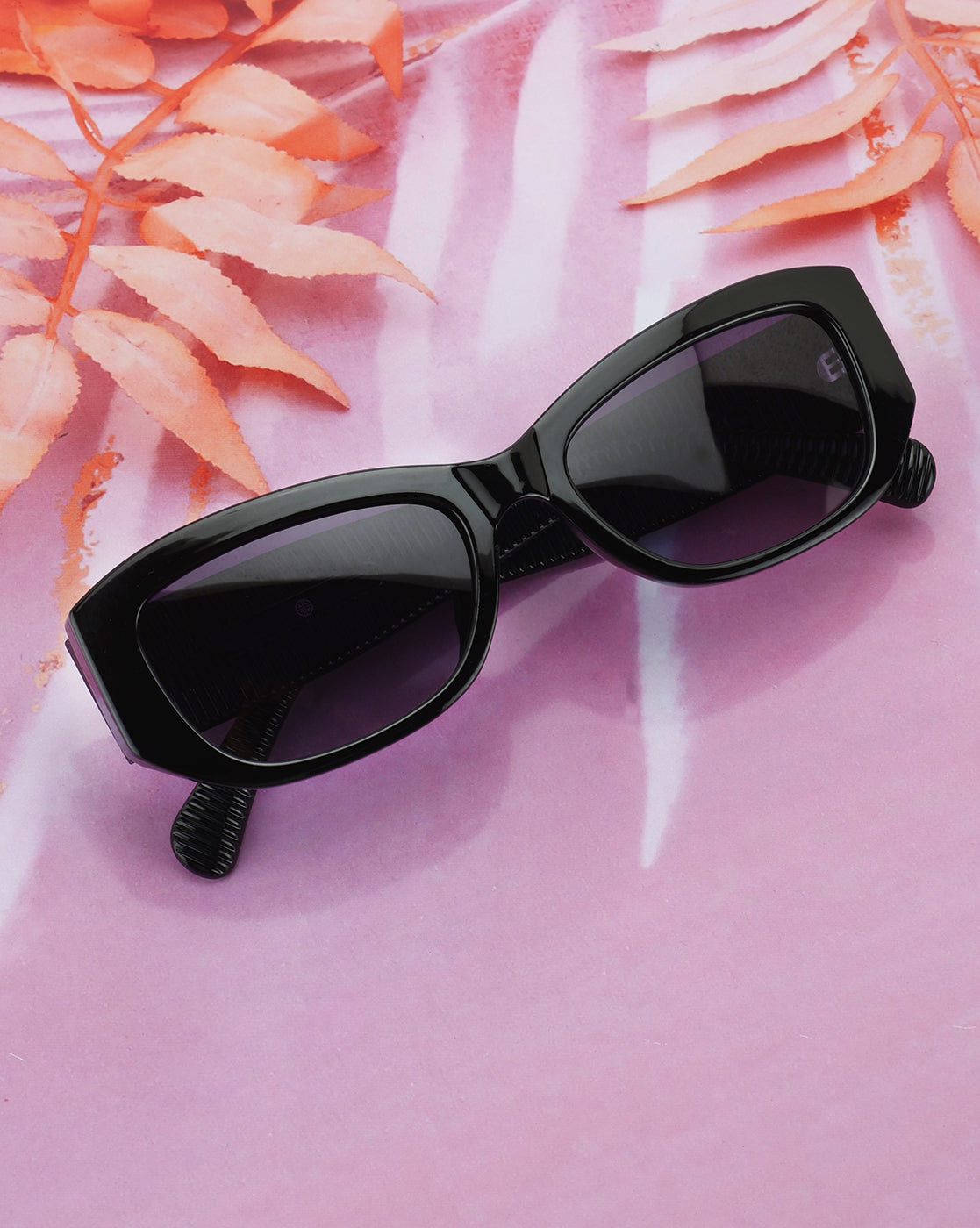 Black Toned with Blue Polarised Lens Rectangle Sunglass for women