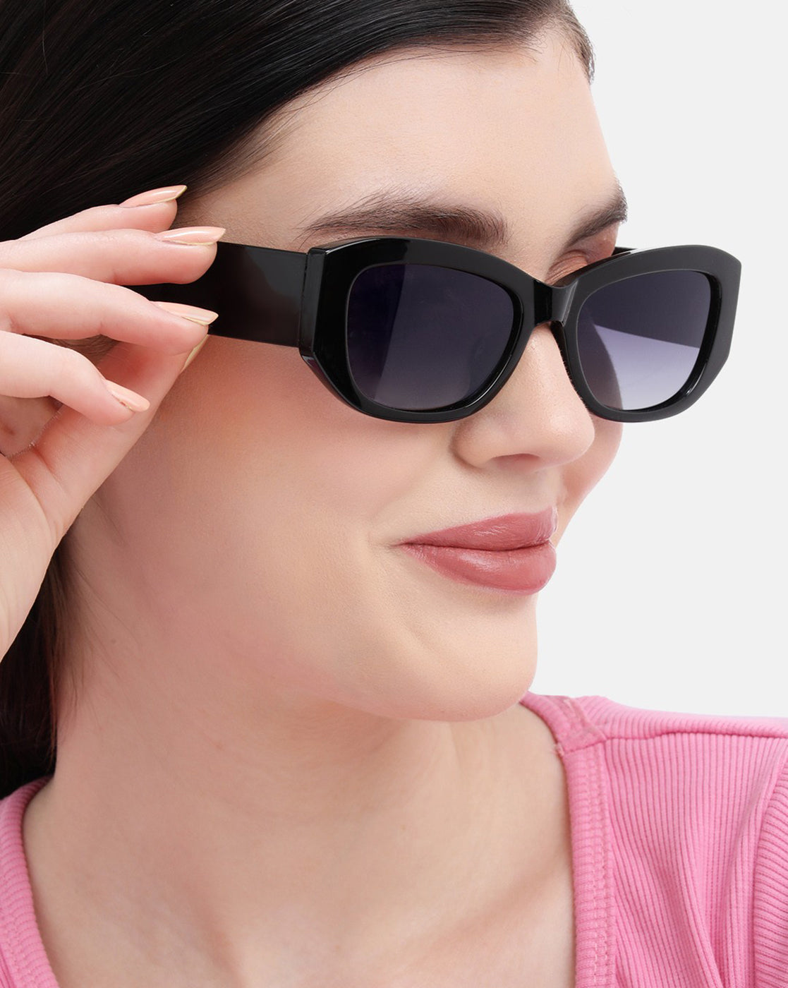 Black Toned with Blue Polarised Lens Rectangle Sunglass for women