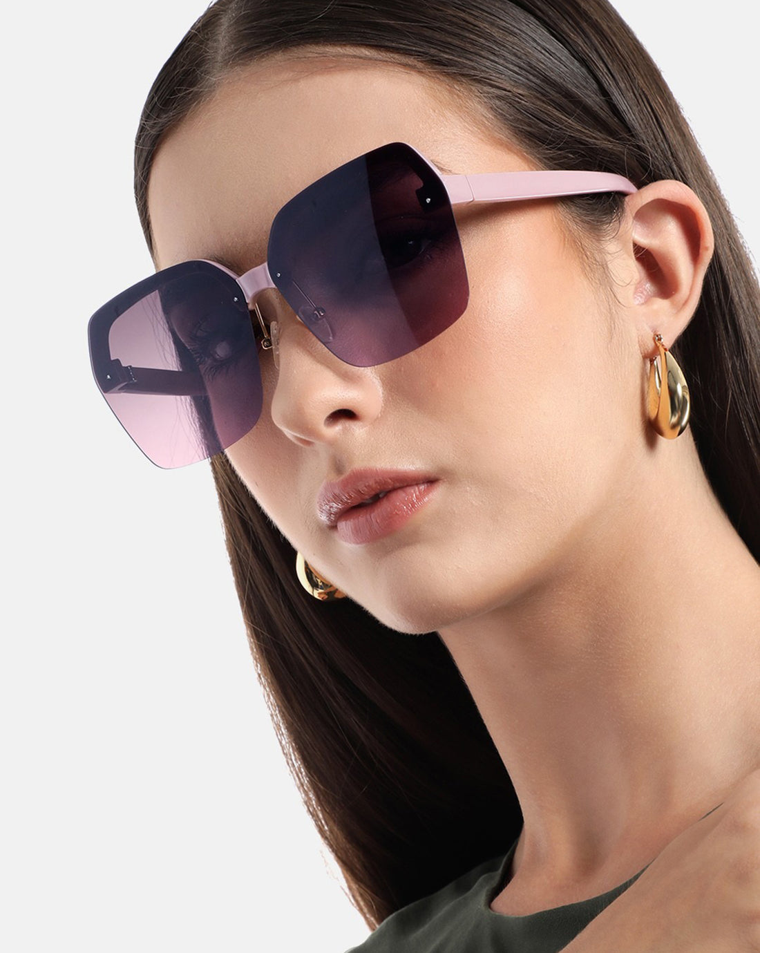 Peach Toned with Brown Polarised Lens Oversized Sunglass for women
