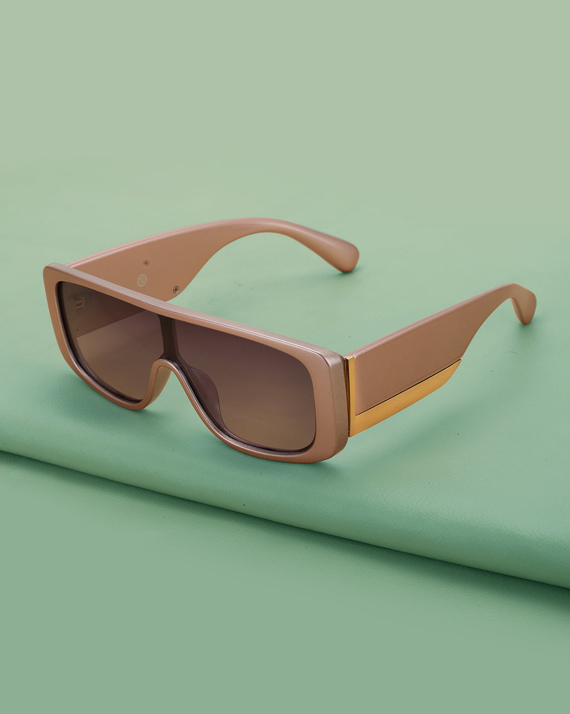 Pink and Gold Toned with Blue Polarised Lens Shield Sunglass for women