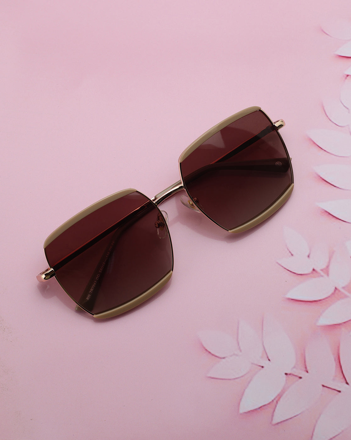 Rose Gold and Light Brown Toned with Polarised Lens Oversized Sunglass for women