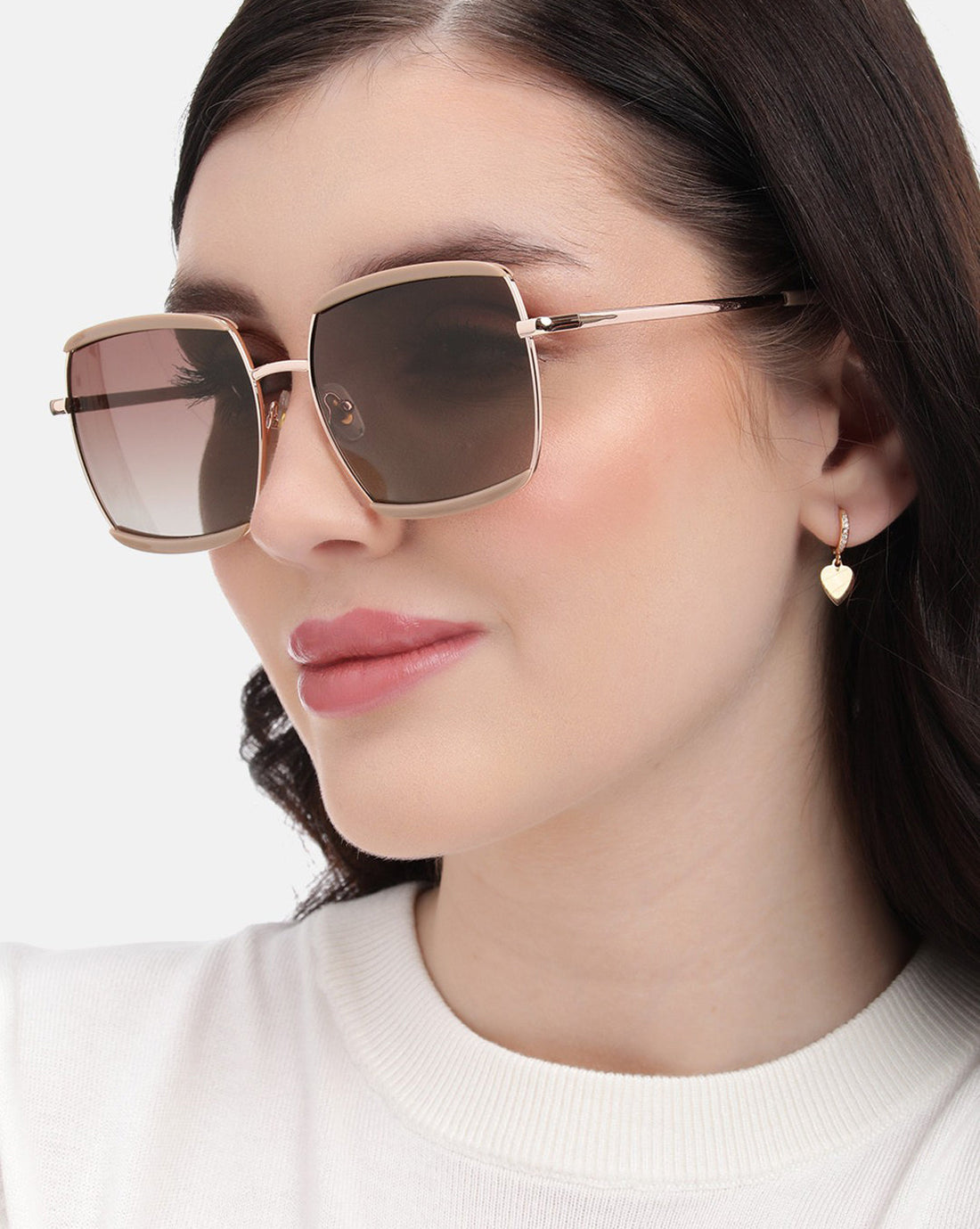 Rose Gold and Light Brown Toned with Polarised Lens Oversized Sunglass for women