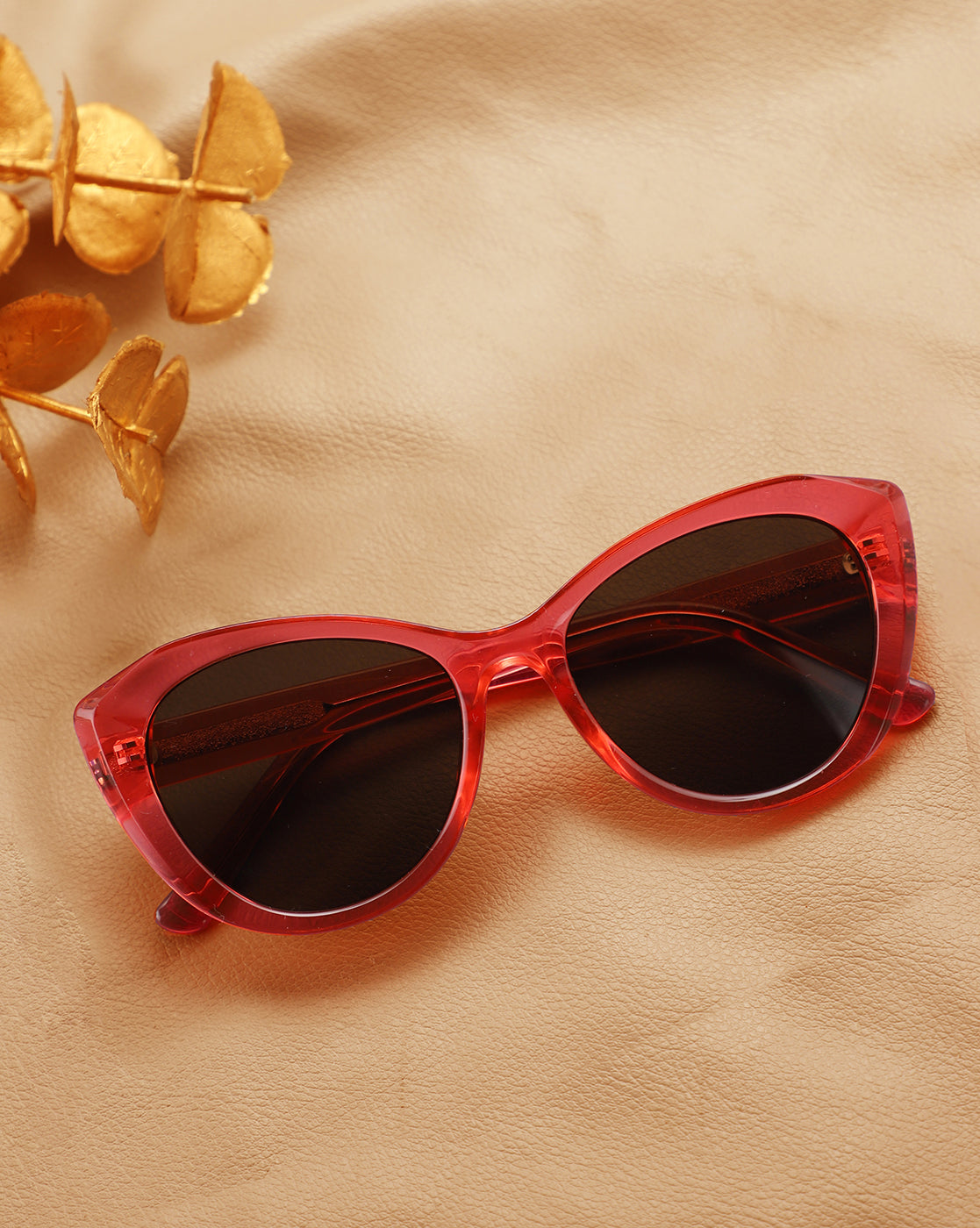 Red Toned with UV Protected Lens Cat Eye Sunglasses for women