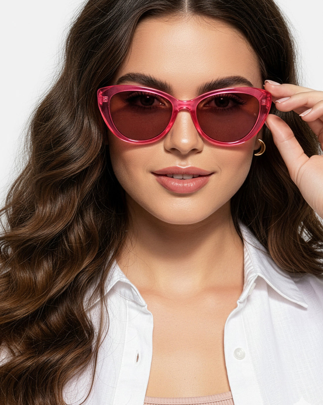 Red Toned with UV Protected Lens Cat Eye Sunglasses for women