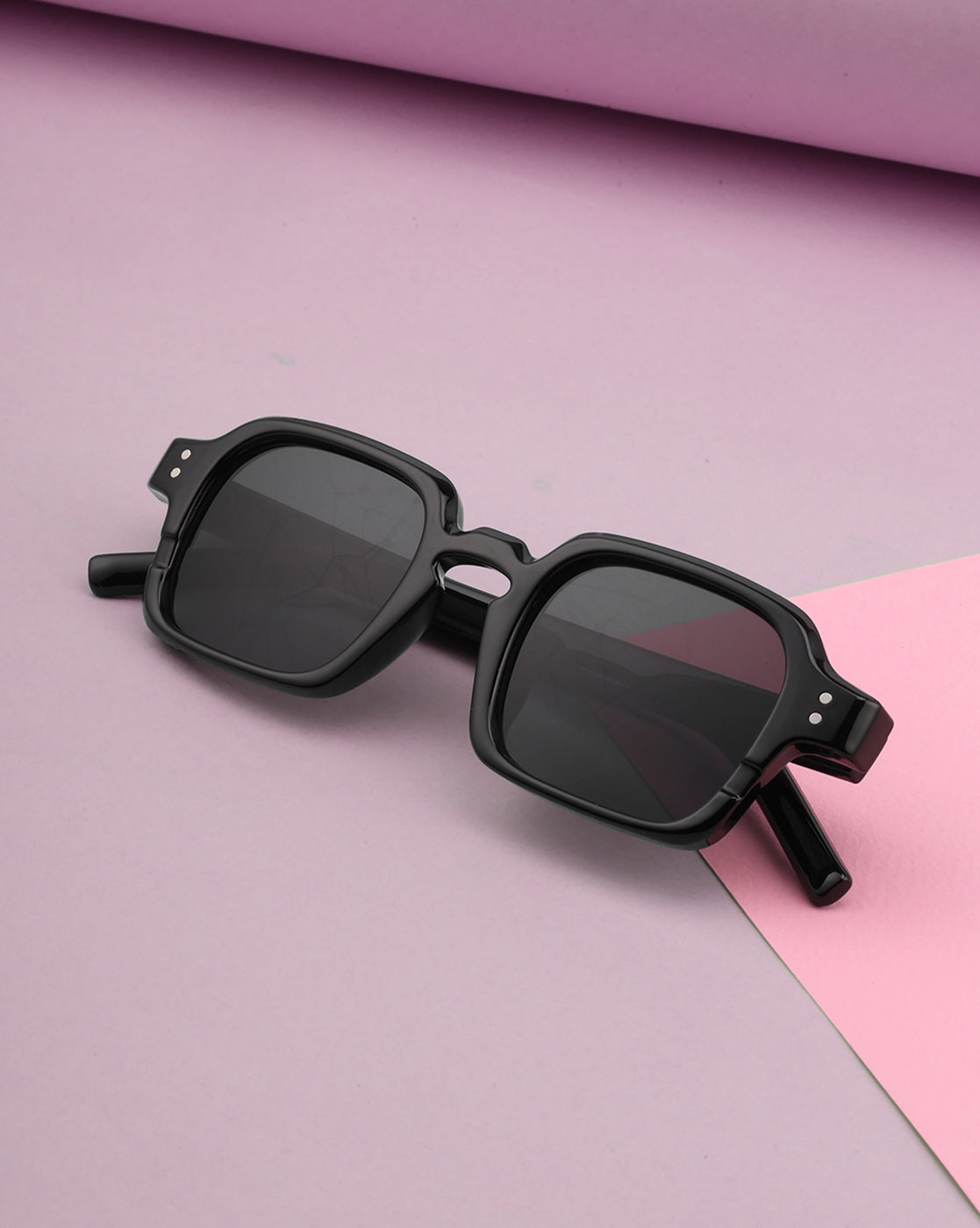 Women UV Protected Black Lens Black Toned Square Sunglasses
