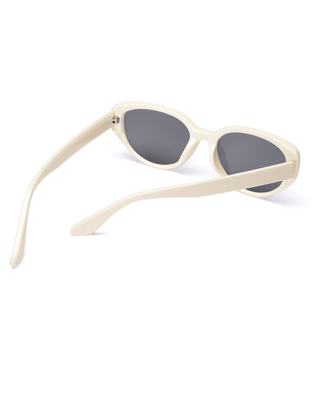 Women UV Protected Black Lens Cream Toned Cateye Sunglasses