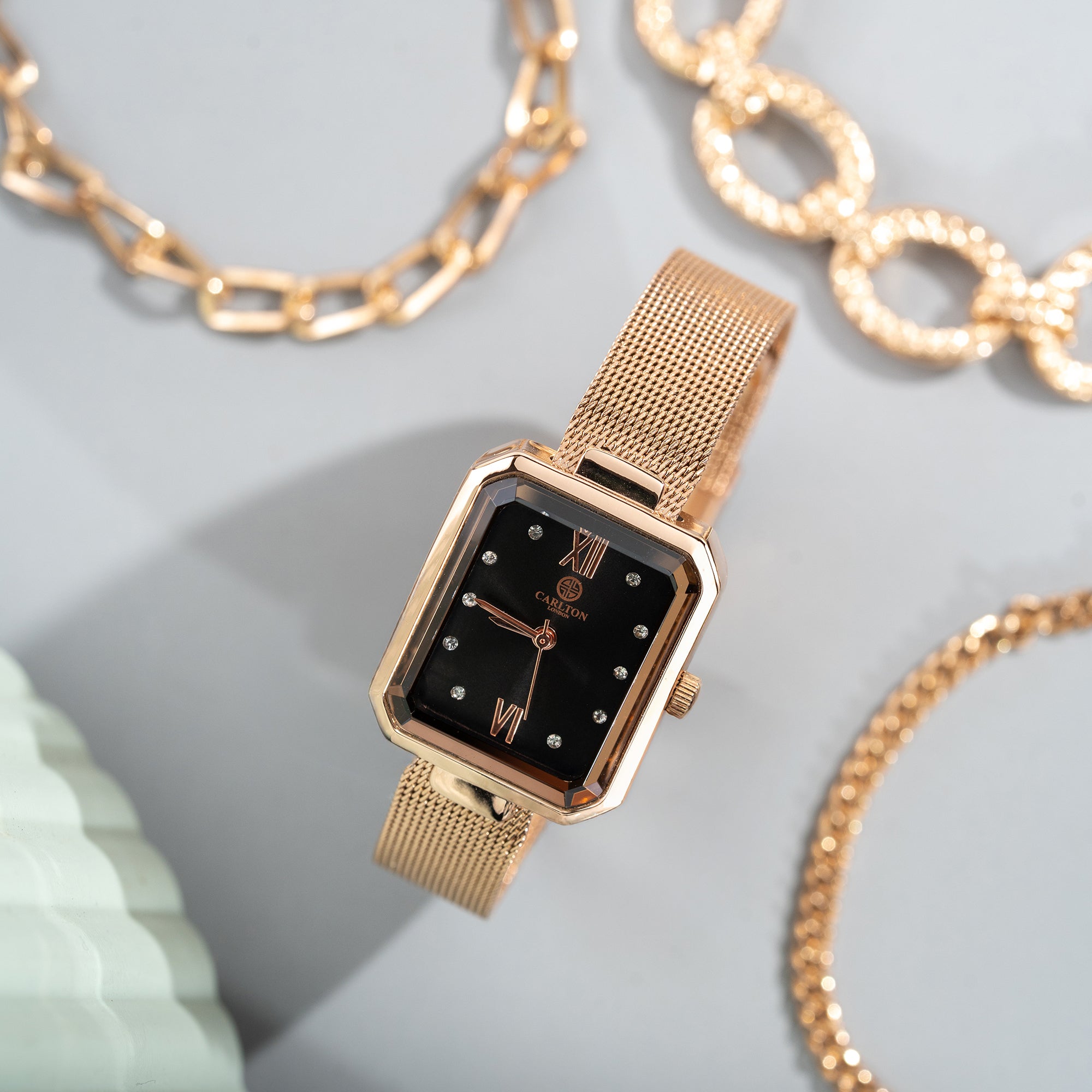 Women Gift set Of 4 Black Dial Watch + 3 Bracelets CLPLG078