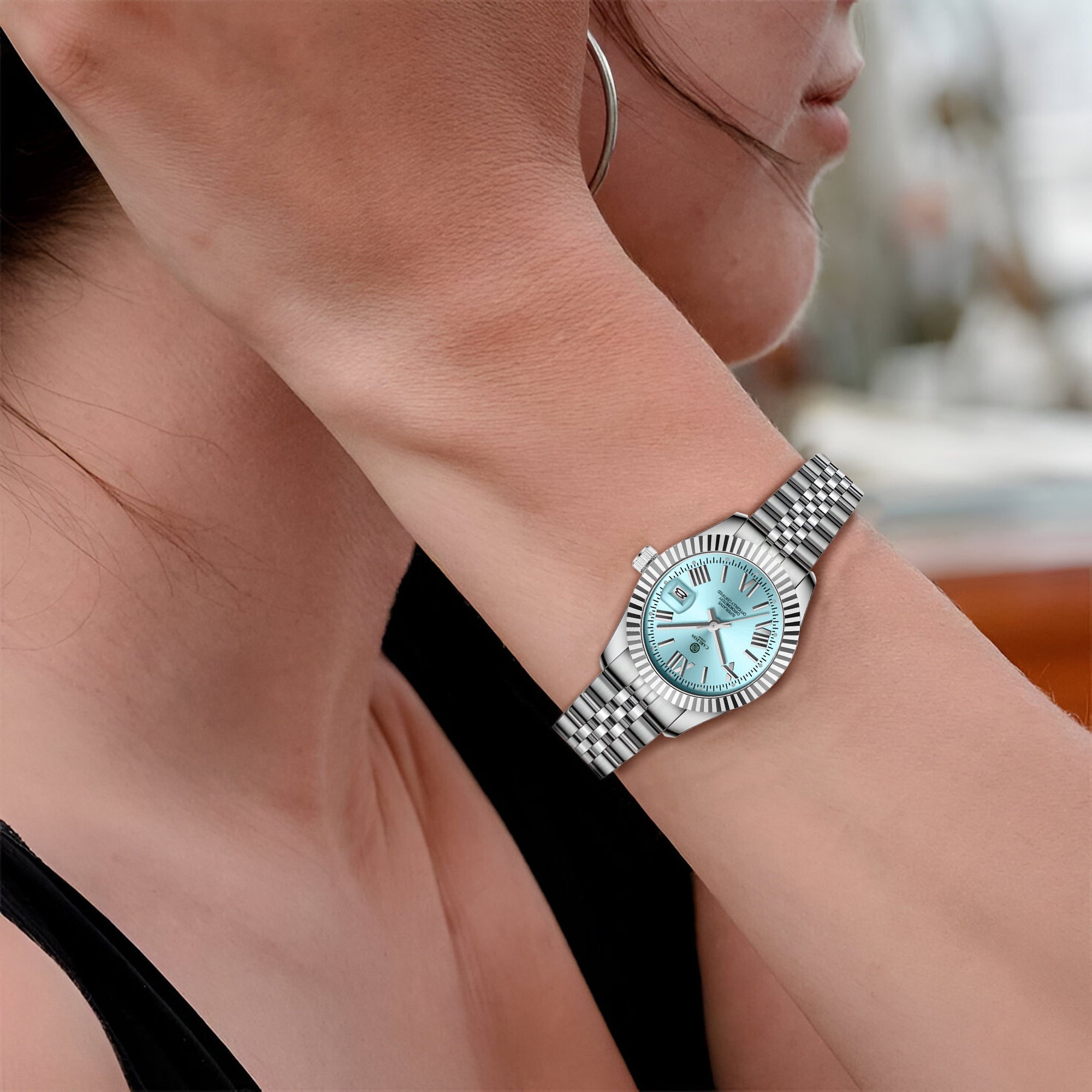 Harper: Mini Blue Stainless Steel Women Analog Watch CLRLW-005