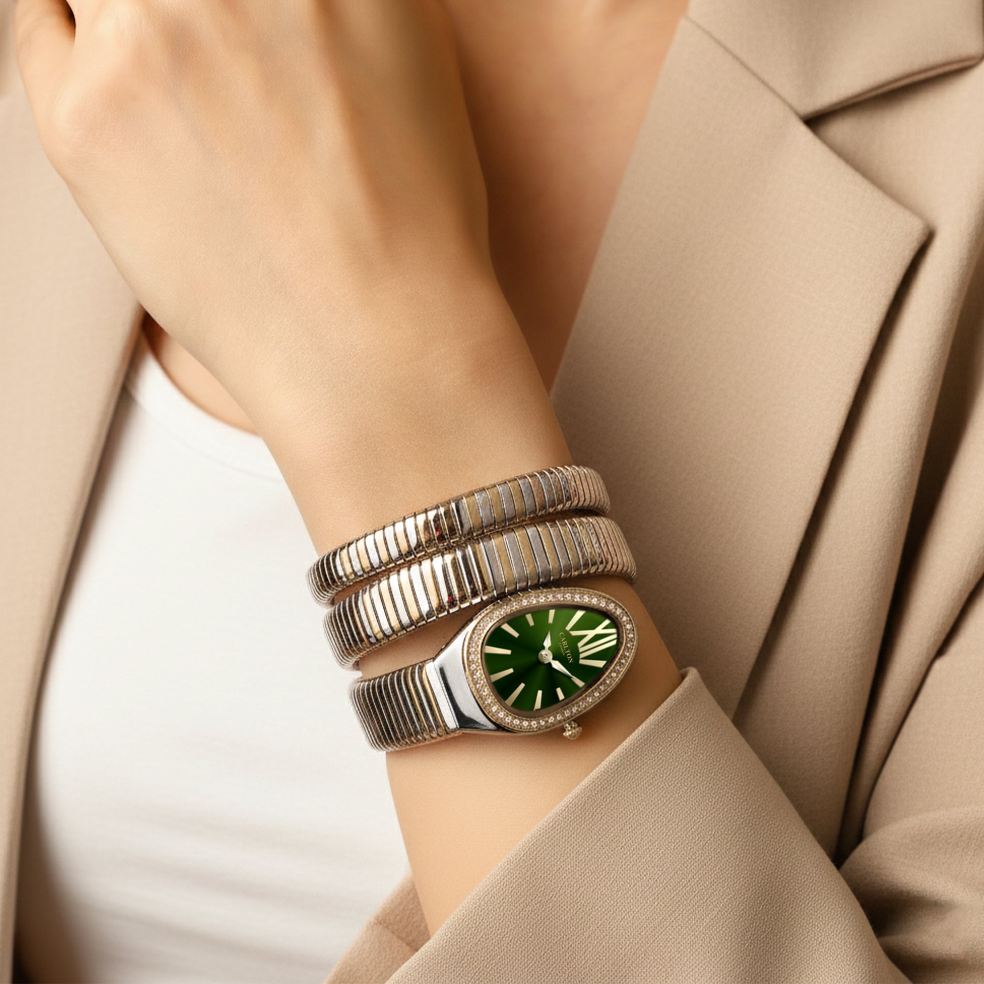 Carlton London Women Charmer Green Analog Watch - CLW-SNK-A6-DGN
