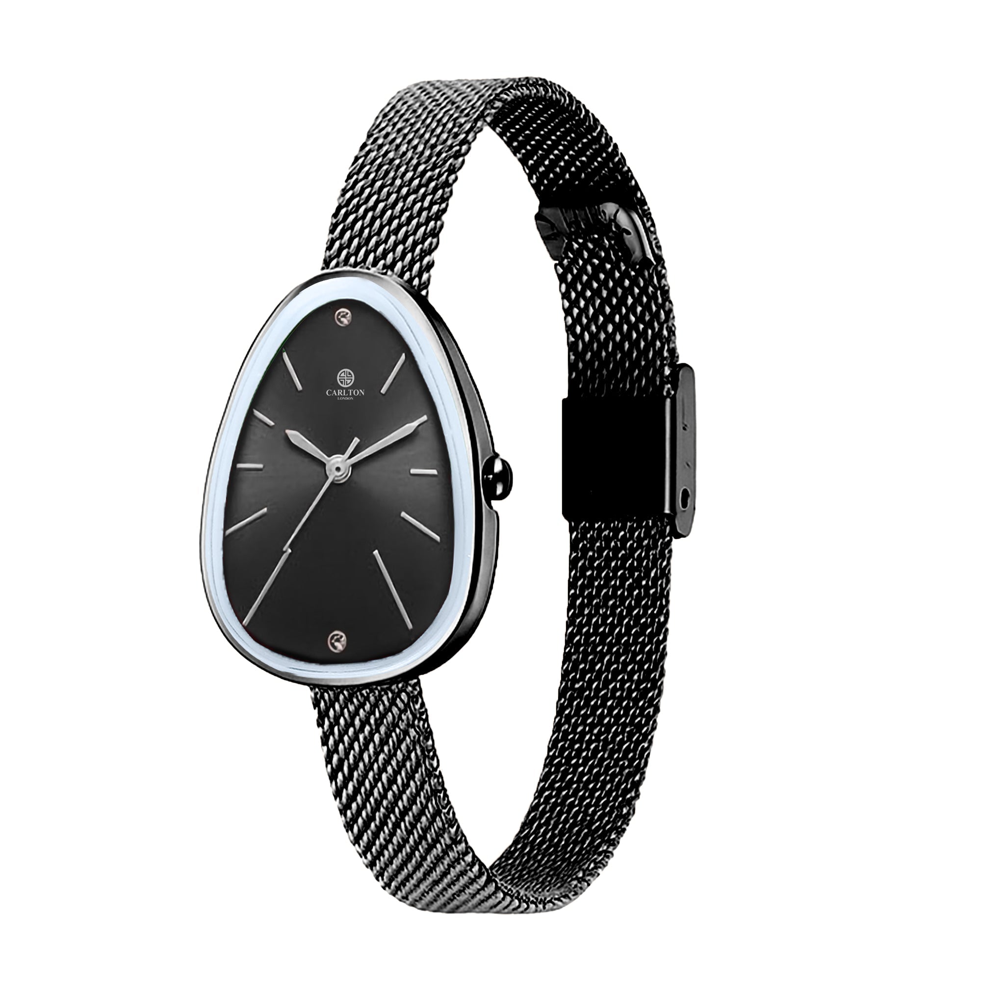 Carlton London Eleanor Women Black Stainless Steel Watch - CLWEL-BK