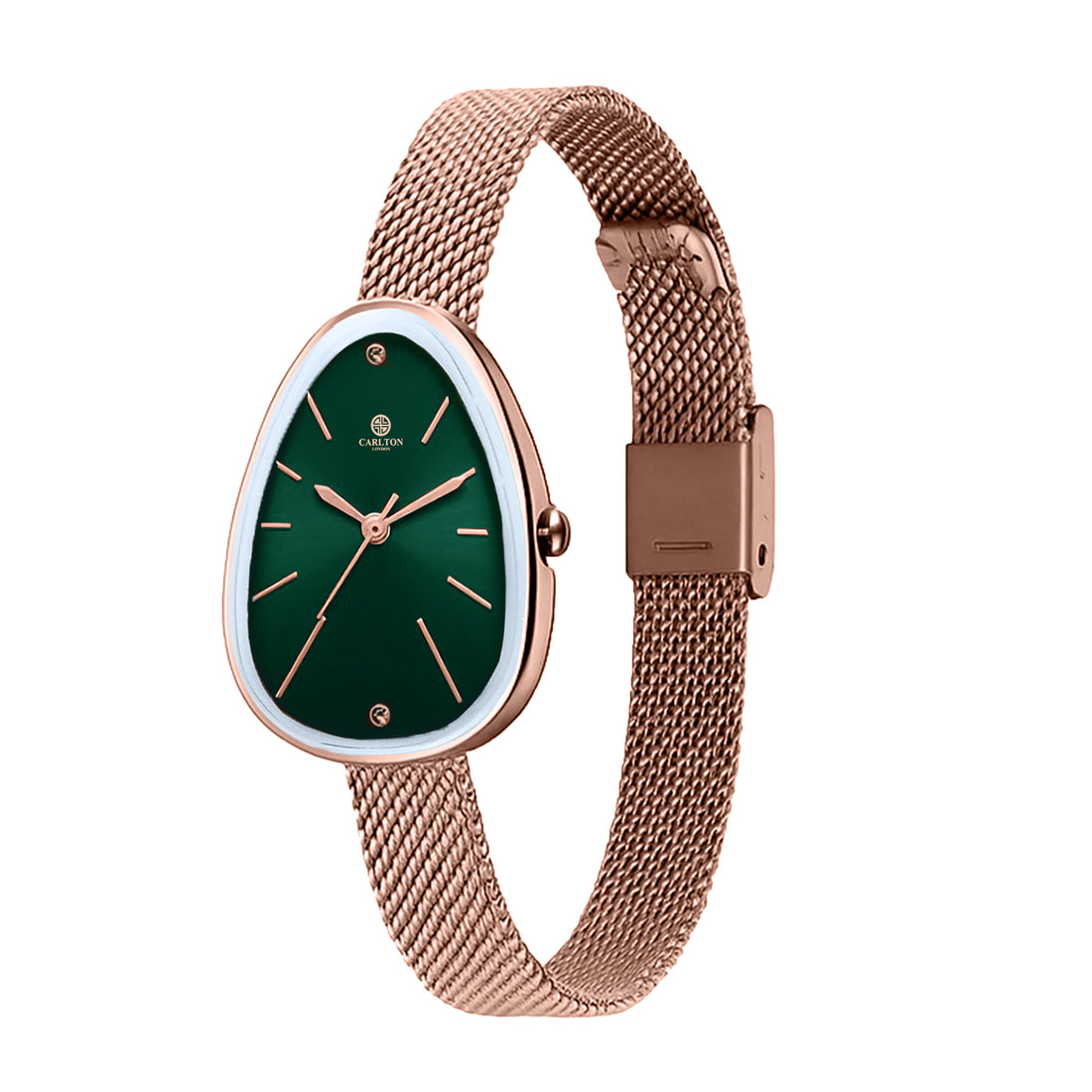Carlton London Eleanor Women Rose Gold Green Stainless Steel Watch - CLWEL-GR