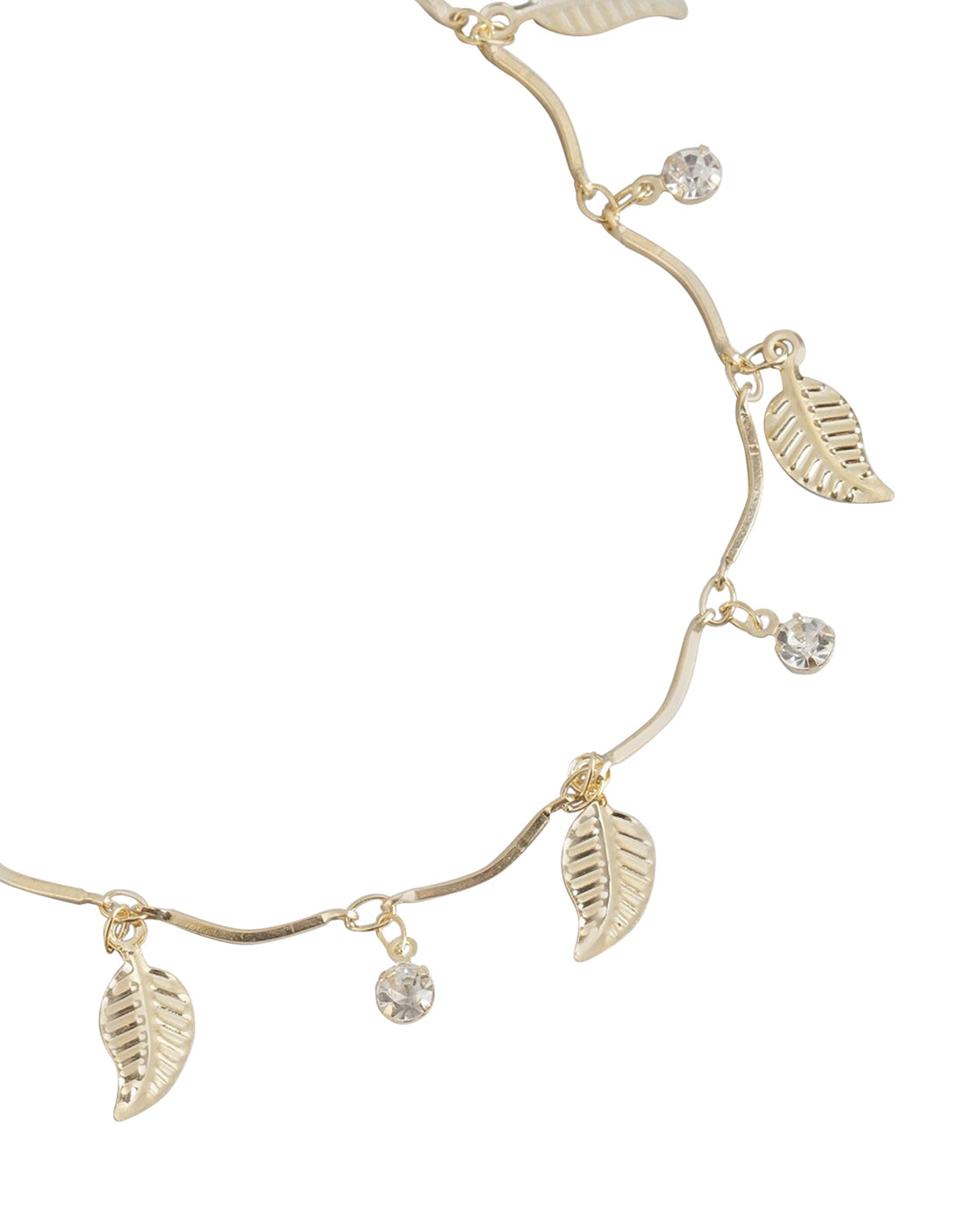 Carlton London Set Of 3 Gold Plated Multi-Layered Stackable Leaf Shape Anklet For Women