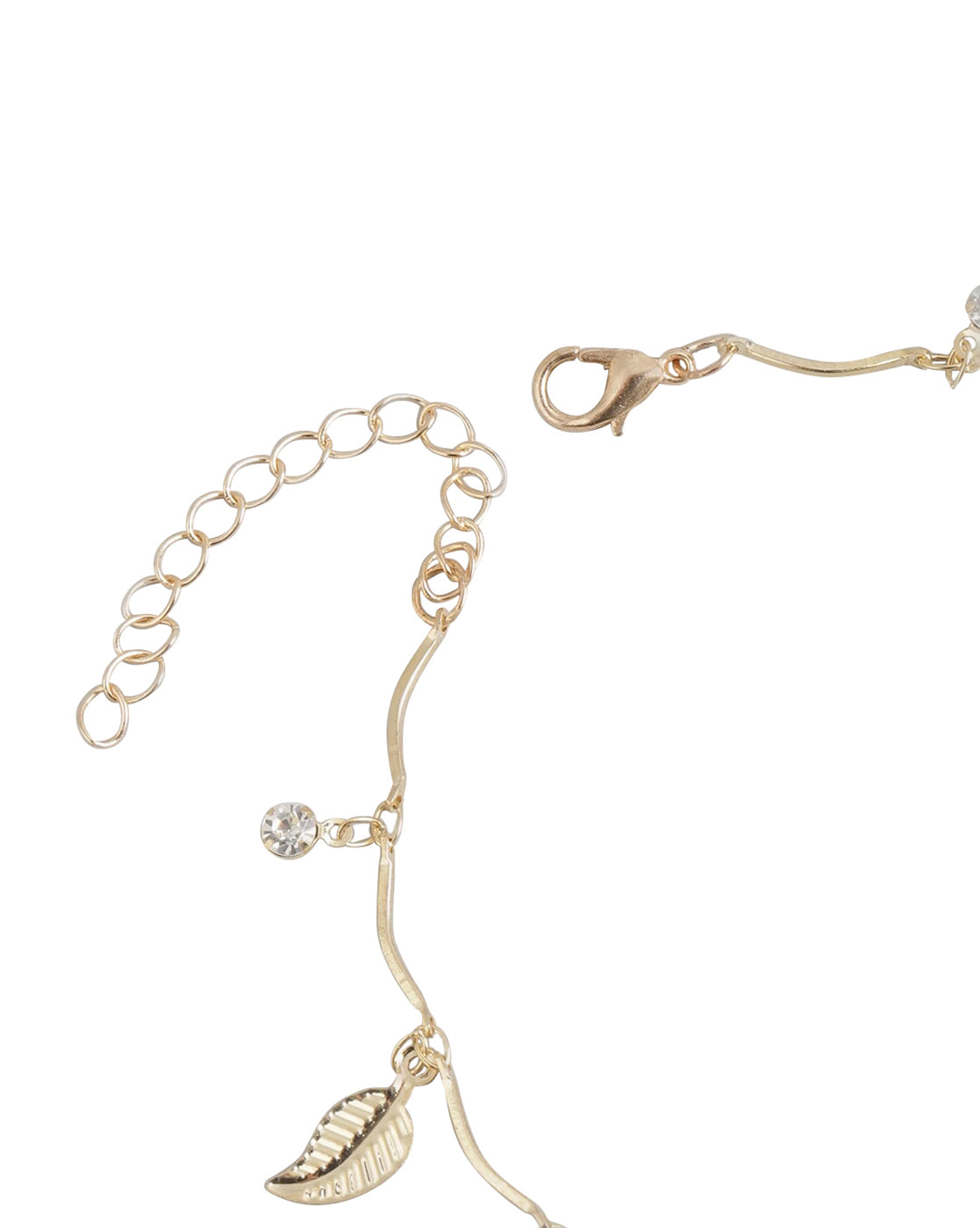 Carlton London Set Of 3 Gold Plated Multi-Layered Stackable Leaf Shape Anklet For Women