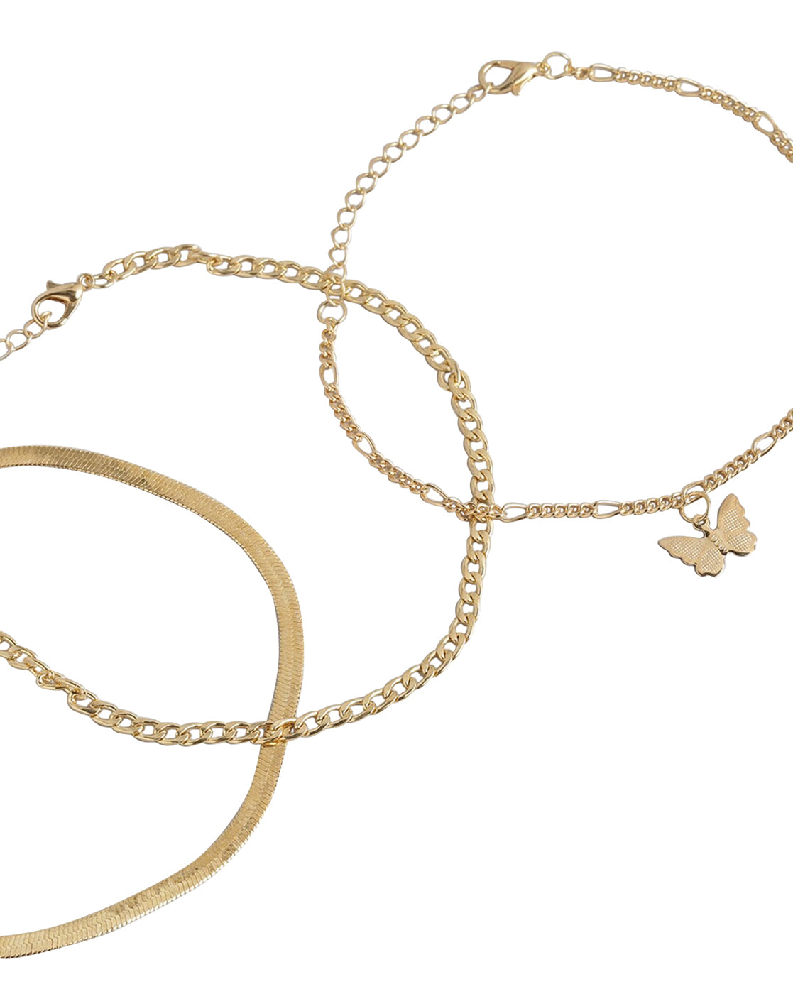 Carlton London Set Of 3 Gold-Toned Stackable Butterfly Shape Anklet For Women