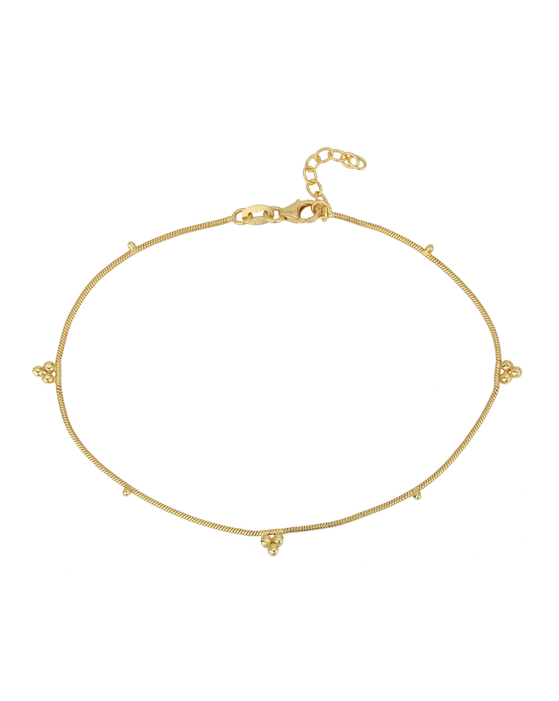 Carlton London 18Kt Gold Plated Minimal Beaded Anklet