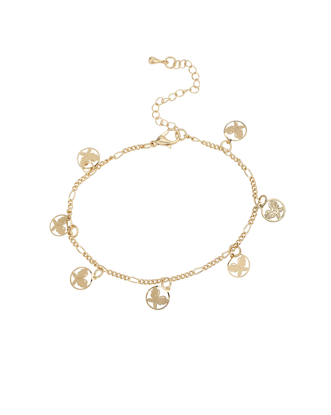Gold Plated Multiple Butterfly Charm Anklet