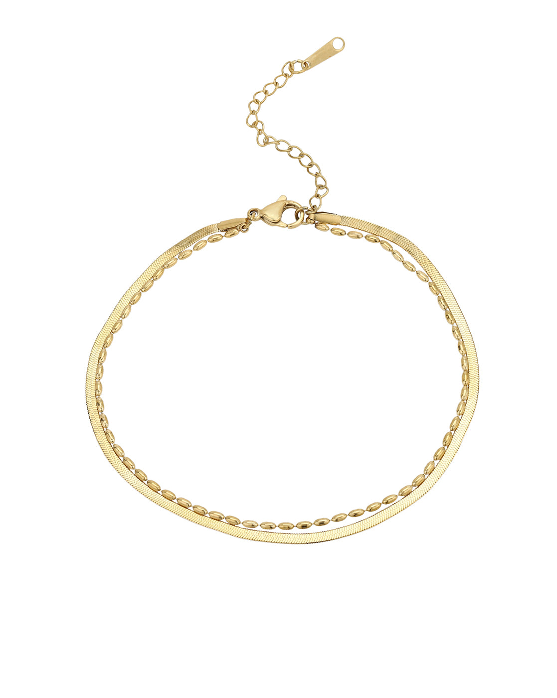 Gold Plated Double Chain Layered Anklet