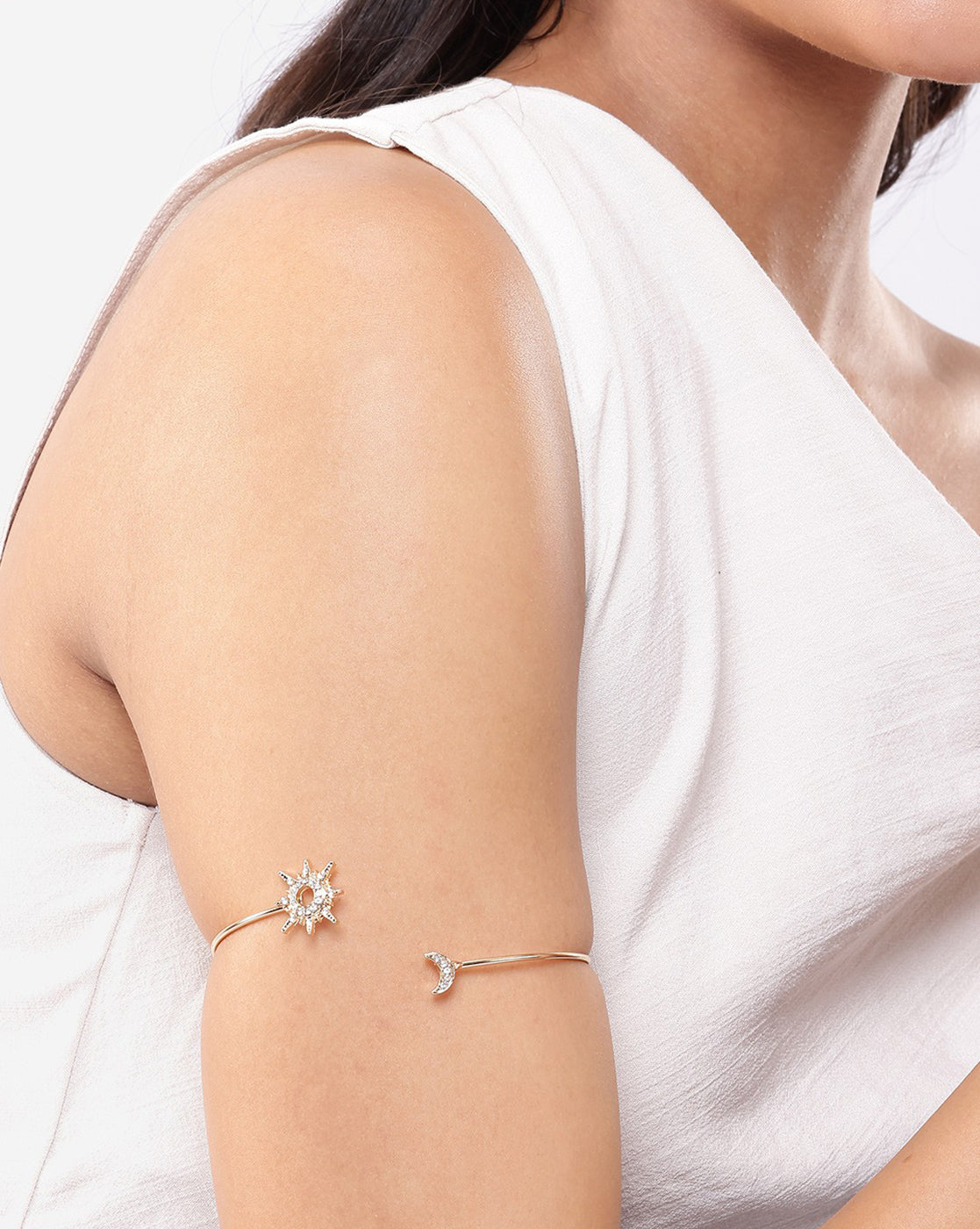 Rose Gold Plated CZ Moon and Star Adjustable Arm Let