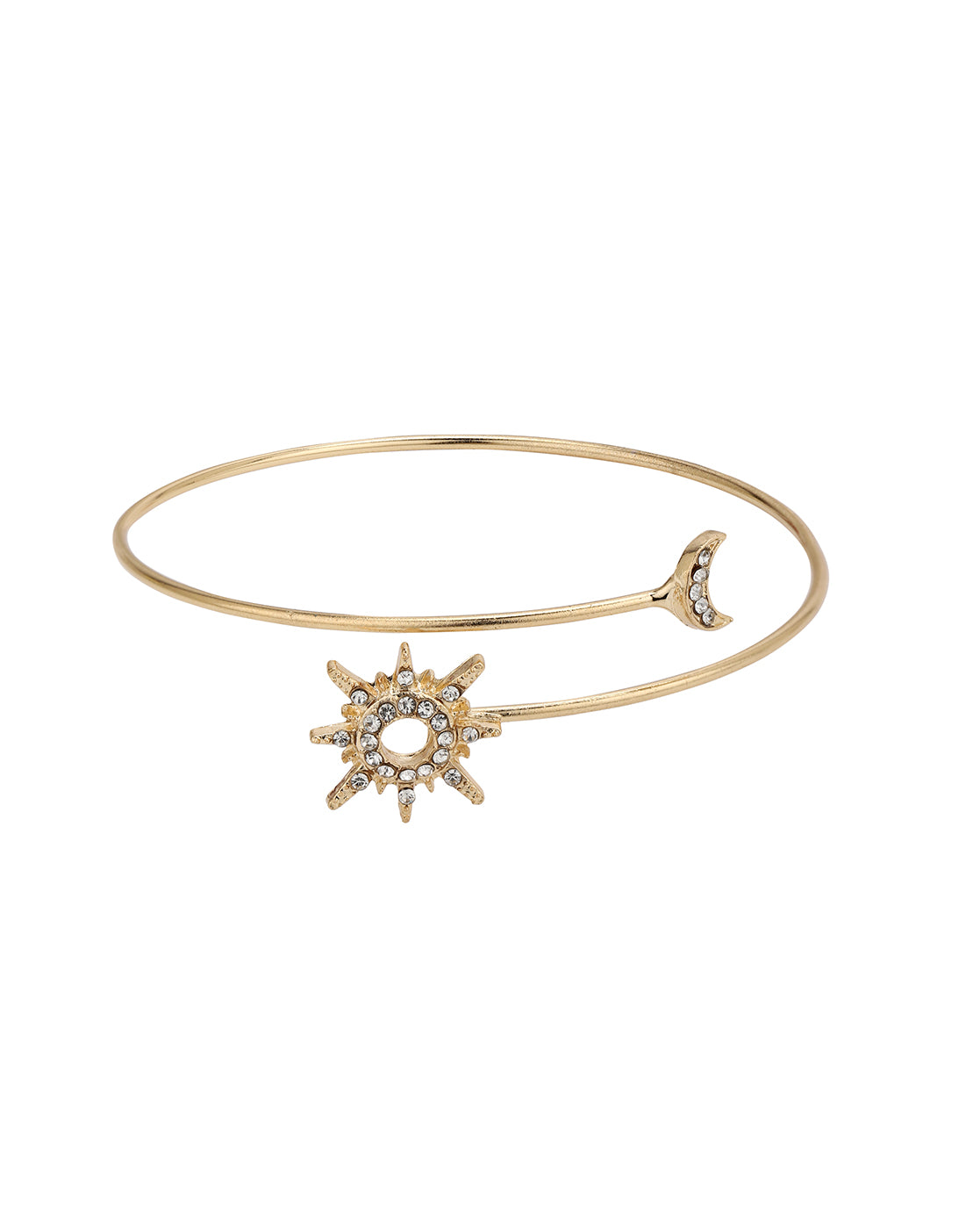Rose Gold Plated CZ Moon and Star Adjustable Arm Let