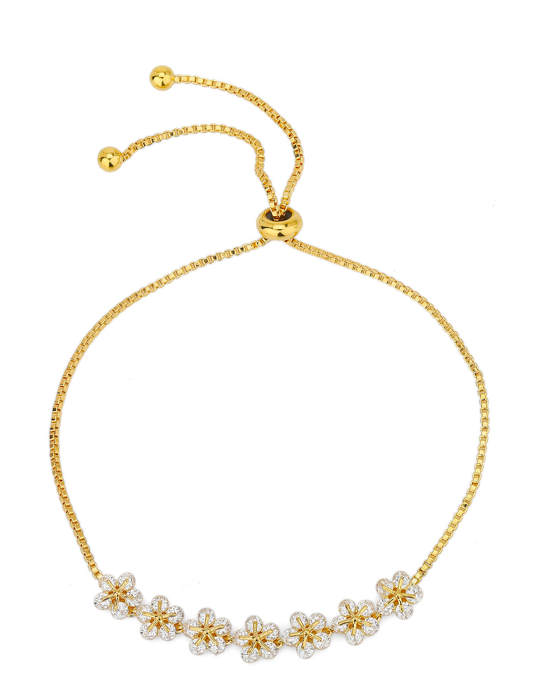 Carlton London Gold Plated-Cz Studded Flower Bolo Bracelet For Women