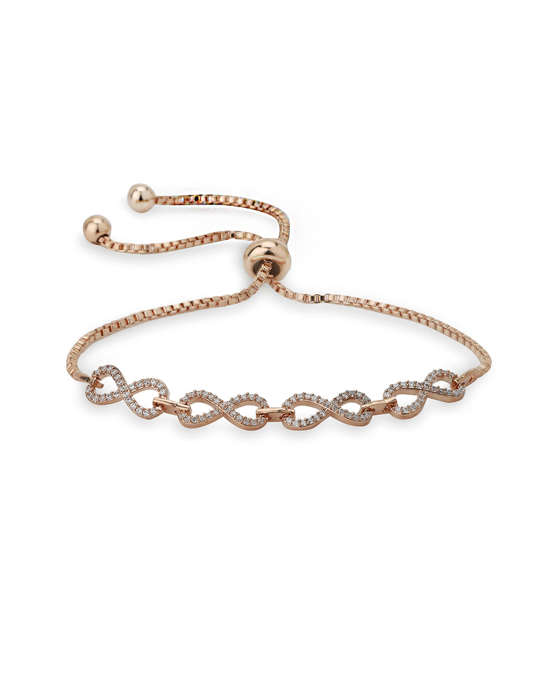 Carlton London Rose Gold Plated-Cz Studded Infinity Bracelet For Women