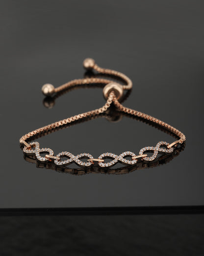 Carlton London Rose Gold Plated-Cz Studded Infinity Bracelet For Women